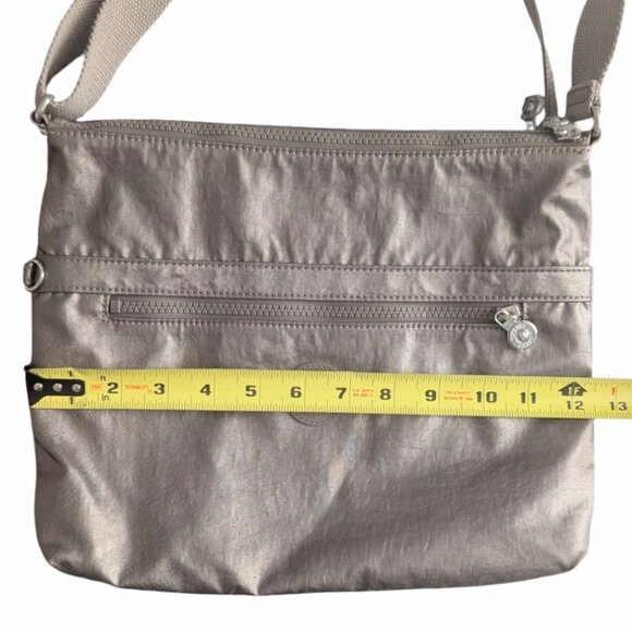 Kipling NWOT Nylon 2 Zipper Pouch Cross-Body Shoulder Bag Gold Metallic Shimmer - Picture 8 of 9